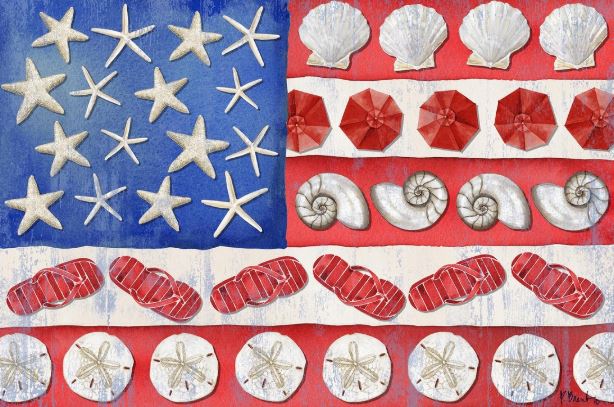 click here to view larger image of Coastal American Flag (hand painted canvases)