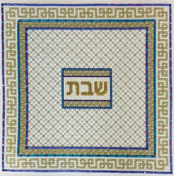 click here to view larger image of Check Challah Cover (hand painted canvases)