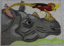 click here to view larger image of Rhino and Bird  (hand painted canvases)