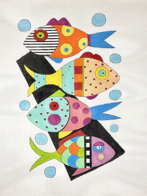 click here to view larger image of Fish Family - Large (hand painted canvases)
