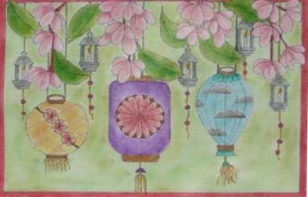 click here to view larger image of Three Lanterns (hand painted canvases)