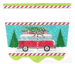 click here to view larger image of Merry Chist-bus Stocking Cuff (hand painted canvases)