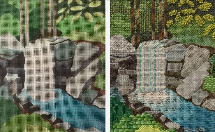 click here to view larger image of Waterfall Graphic Landscape  (hand painted canvases)
