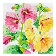 click here to view larger image of Summer Hollyhocks (hand painted canvases)