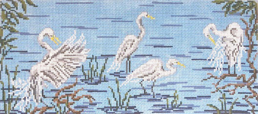 click here to view larger image of Egrets on Water (hand painted canvases)