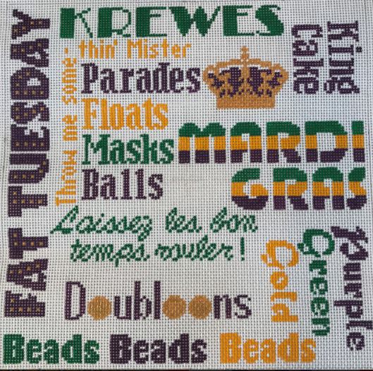 click here to view larger image of Mardi Gras Madness Square (hand painted canvases)