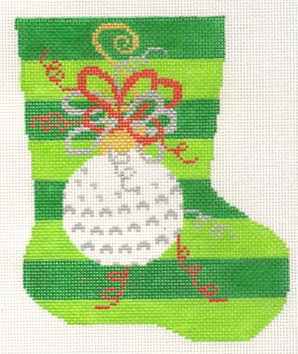click here to view larger image of Mini Stocking - Golf (hand painted canvases)