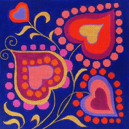 click here to view larger image of Heart Flowers (hand painted canvases)