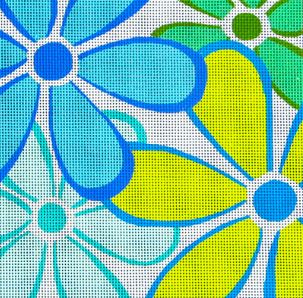 click here to view larger image of Lazy Daisies - Blue (hand painted canvases)