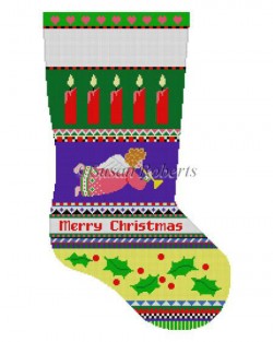 click here to view larger image of Bold Stripe Angel Stocking (hand painted canvases)
