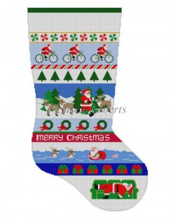 click here to view larger image of Triathlon Santa Stripe Stocking (hand painted canvases)