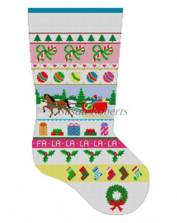 click here to view larger image of Sleighride Stripe Stocking (hand painted canvases)