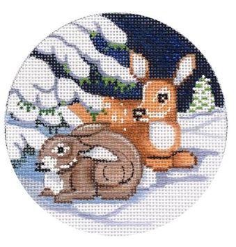 click here to view larger image of Bunny and Deer Ornament (hand painted canvases)