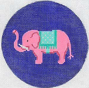 click here to view larger image of Pink Elephant w/Turquoise Blanket (hand painted canvases 2)