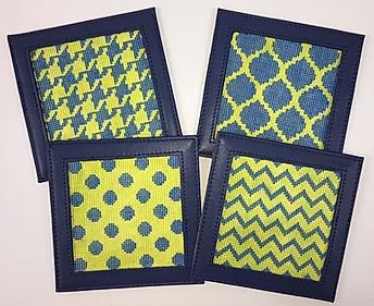 click here to view larger image of Mixed Geometric Patterns - Navy and Lime Inserts (hand painted canvases 2)