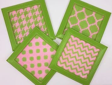 click here to view larger image of Mixed Geometric Patterns - Pink/Lime Inserts (hand painted canvases 2)
