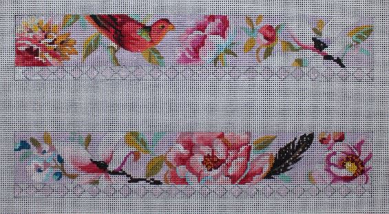 click here to view larger image of Purse Border Floral w/Bird - 2 Panels (hand painted canvases)