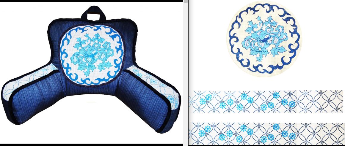 click here to view larger image of Blue Oriental Medallion Bed Buddy (hand painted canvases)