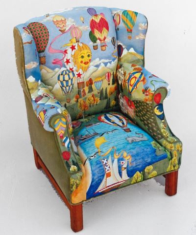 click here to view larger image of Hot Air Balloon Childs Wing Back Chair (hand painted canvases)