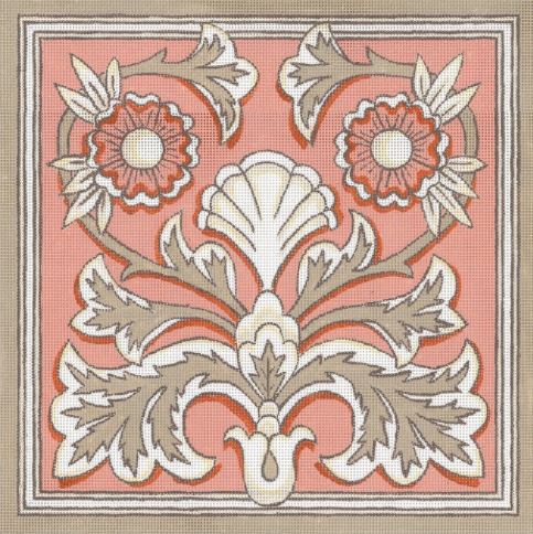 click here to view larger image of Beige Brick Medallion Companion (hand painted canvases)