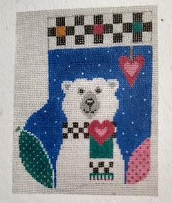 click here to view larger image of Heartfelt Polar Christmas Mini Sock (hand painted canvases)