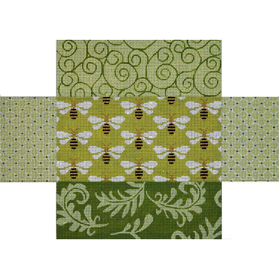 click here to view larger image of Green Patchwork w/Bees Brick Cover (hand painted canvases)