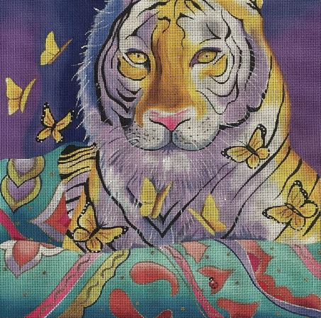 click here to view larger image of Tiger w/Butterflies (hand painted canvases)