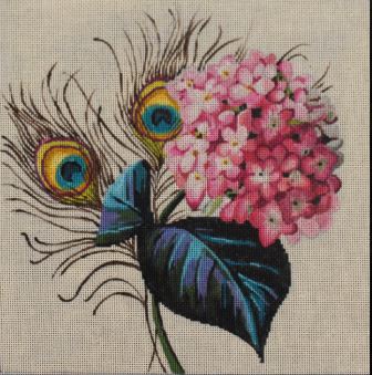 click here to view larger image of Hydrangea/Feathers (hand painted canvases)