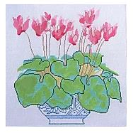click here to view larger image of Cyclamen in Blue Bowl (hand painted canvases)