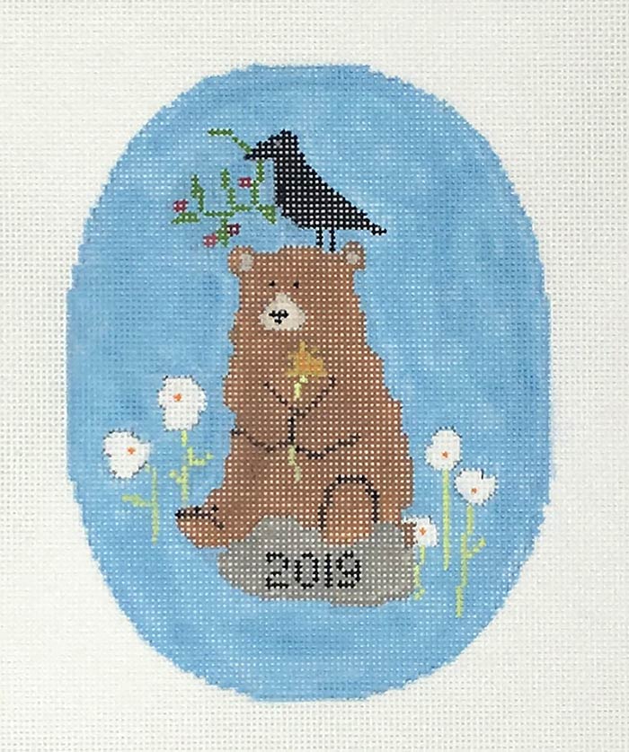 click here to view larger image of Meadow Bear Ornament  (hand painted canvases)