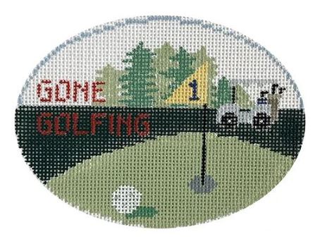click here to view larger image of Gone Golfing Oval (hand painted canvases)