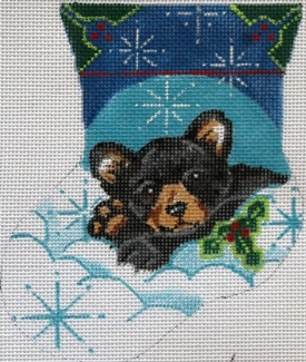 click here to view larger image of Bear Mini Stocking (hand painted canvases)