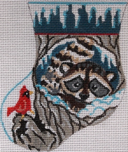 click here to view larger image of Raccoon Mini Stocking (hand painted canvases)