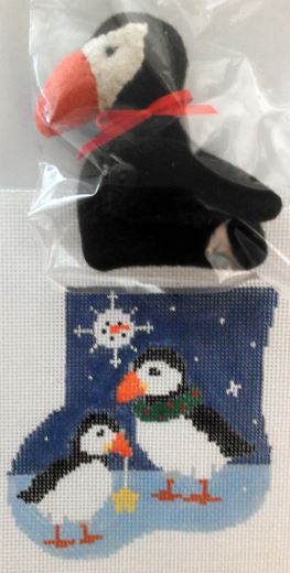 Puffin Pair w/Puffin hand painted canvases 