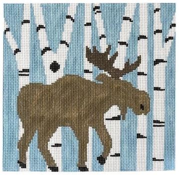 click here to view larger image of Moose in Birch Trees (hand painted canvases)