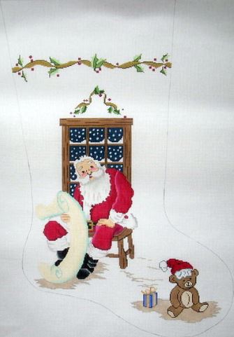 click here to view larger image of Santas w/List (hand painted canvases)