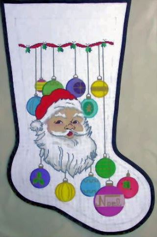 click here to view larger image of Santa Face w/Ornaments (hand painted canvases)