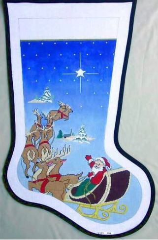 click here to view larger image of Santa in Sleigh w/Reindeer (hand painted canvases)