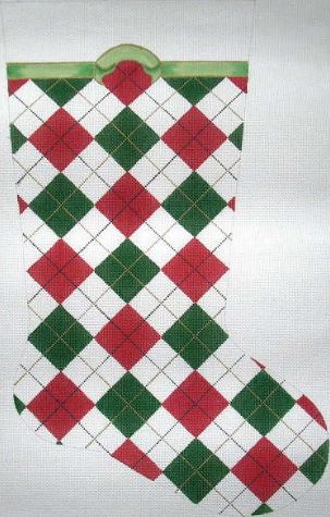click here to view larger image of Argyle Stocking (hand painted canvases)