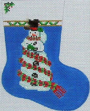 click here to view larger image of Snowman Mini Stocking (hand painted canvases)