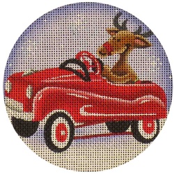 click here to view larger image of Shiny Red Car Reindeer  (hand painted canvases)