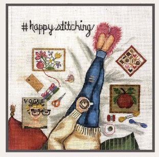 click here to view larger image of Happy Stitching Jeans (hand painted canvases)