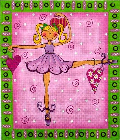 click here to view larger image of Ballerina w/Hearts (hand painted canvases)