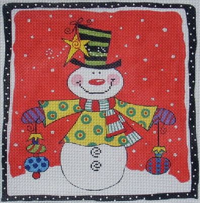 click here to view larger image of Snowman w/Ornaments (hand painted canvases)