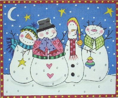 click here to view larger image of Four Snowman   (hand painted canvases)