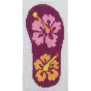 click here to view larger image of Flip Flop - Hibiscus (hand painted canvases)