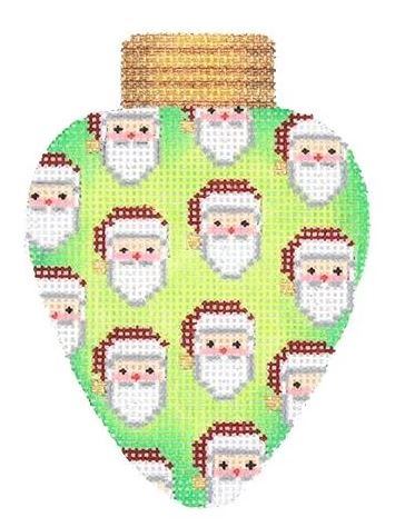 click here to view larger image of Christmas Light - Green w/Santa Faces (hand painted canvases)