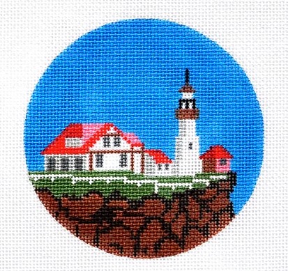 click here to view larger image of Travel Round - Maine Lighthouse (hand painted canvases)