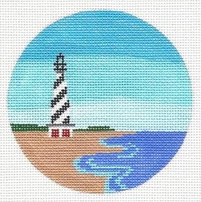 click here to view larger image of Travel Round - N Carolina Lighthouse (hand painted canvases)