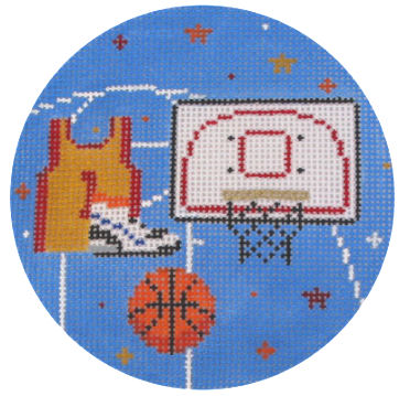 click here to view larger image of Sports Round - Basketball (hand painted canvases)
